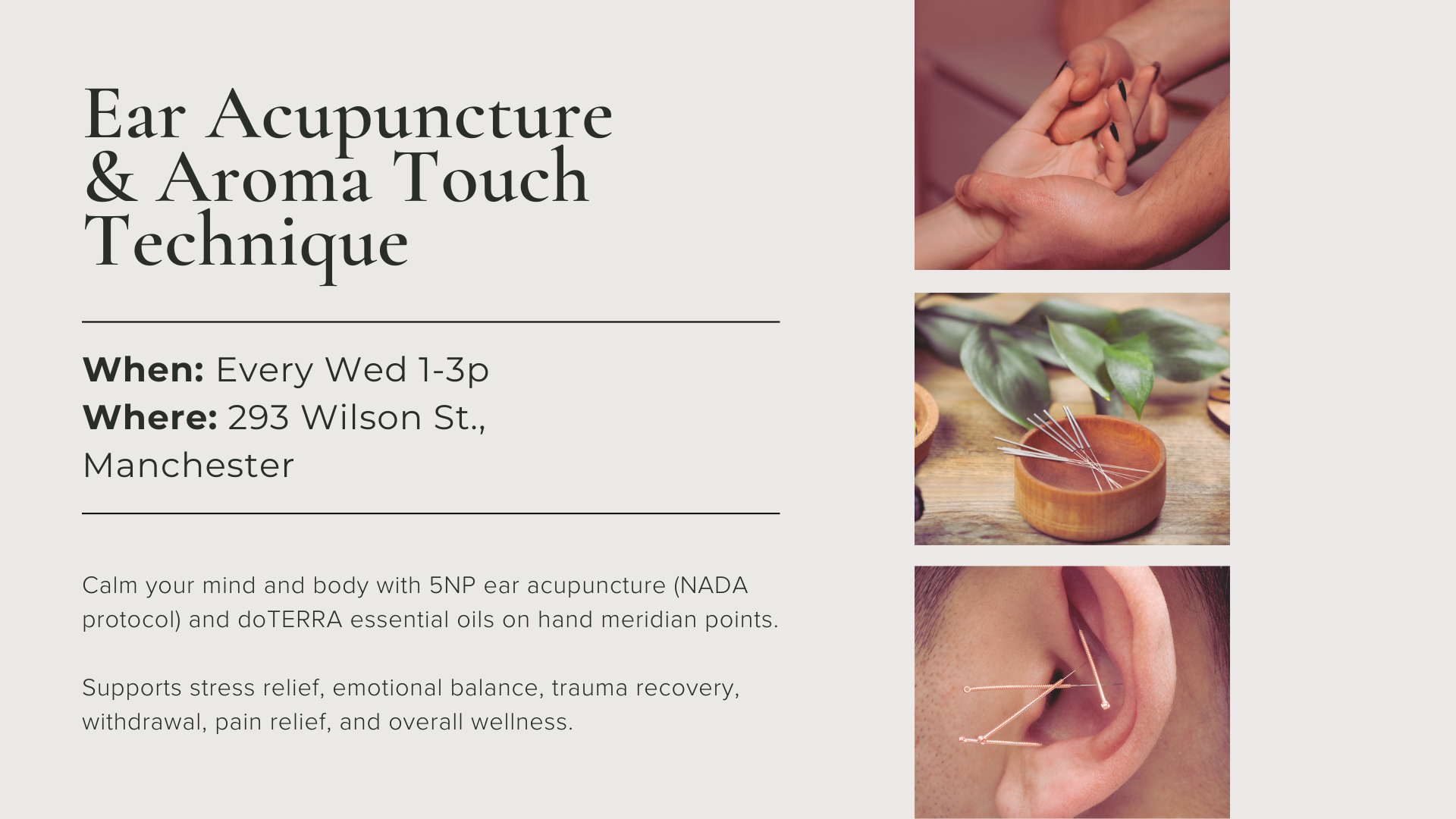 Ear Acupuncture & Aroma Touch Technique